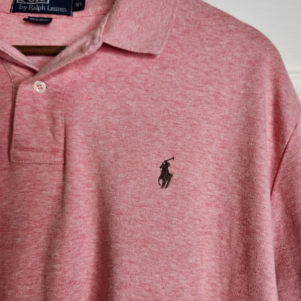 Polo Ralph Lauren Mens XL Pink Brown Pony Logo Short Sleeve Shirt Preppy Y2K